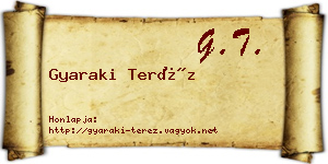 Gyaraki Teréz névjegykártya