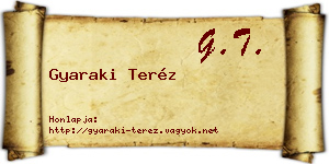 Gyaraki Teréz névjegykártya